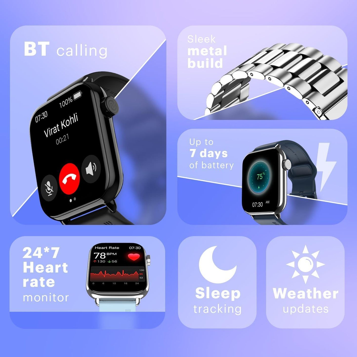 Noise Newly Launched Pulse 3 Max 2.0" Display, Bluetooth Calling Smart Watch, 7 Days Battery, Functional Crown, 24 * 7 Heart Rate Monitoring & Sleep Tracking Health Suite (Space Blue)