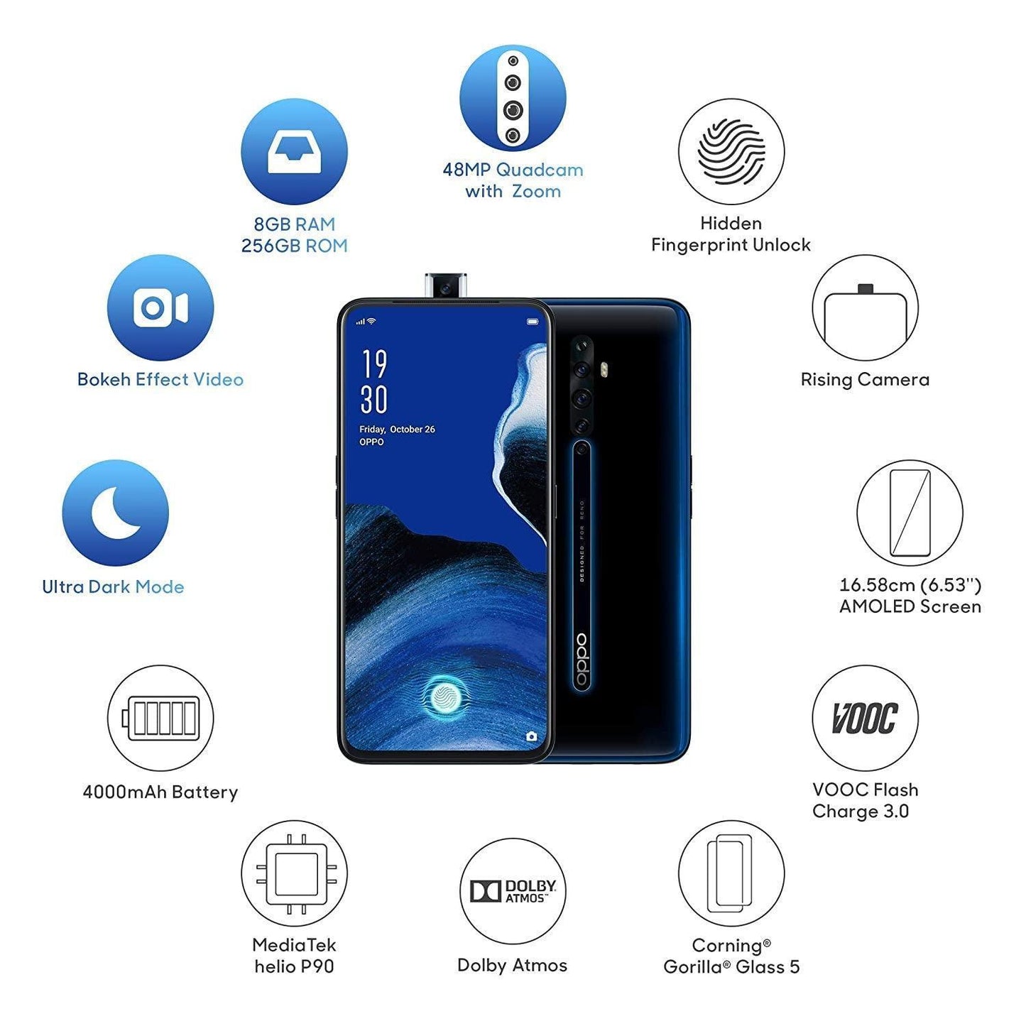 Oppo Reno 2 Luminous Black 8GB 256GB Refurbished
