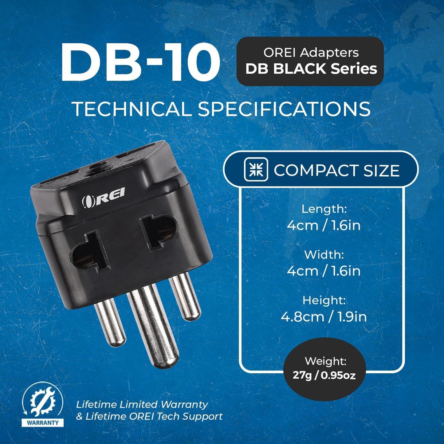 OREI US to India Converter Plug, Universal Adapter Plug India, USA, UK to India Adapter Plug - Type D Adapter - 2 in 1 Canada to India Converter Plug - CE - RoHS - Black - 1 Pack.