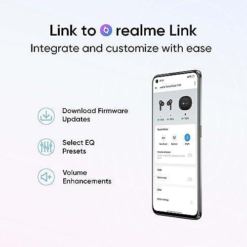 realme TechLife Buds T100 Bluetooth Truly Wireless in Ear Earbuds with mic, AI ENC for Calls, Google Fast Pair, 28 Hours Total Playback with Fast Charging and Low Latency Gaming Mode (Black)