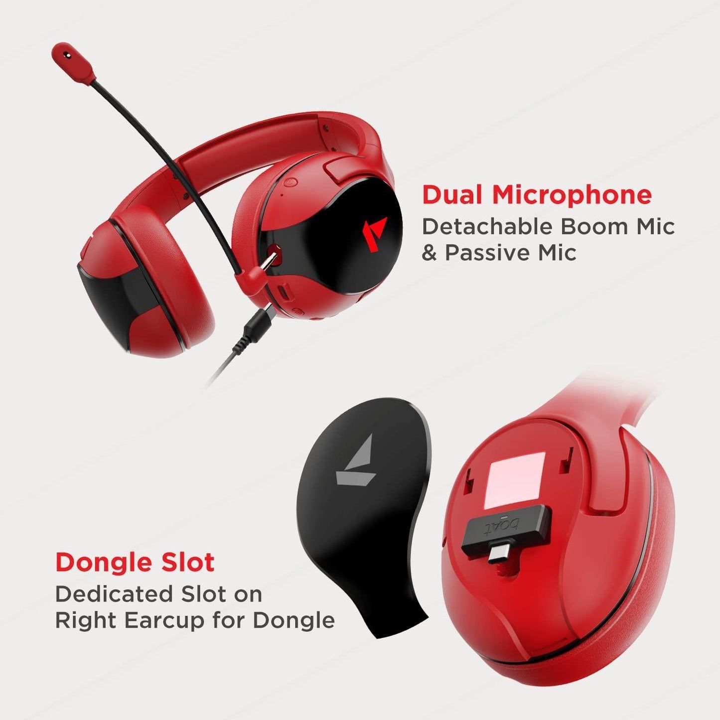 (Refurbished) Boat 2.4Ghz Ultra Low Latency Mode Upto 35Ms, 3D Spatial Audio, Dongle Slot, Immortal Im13