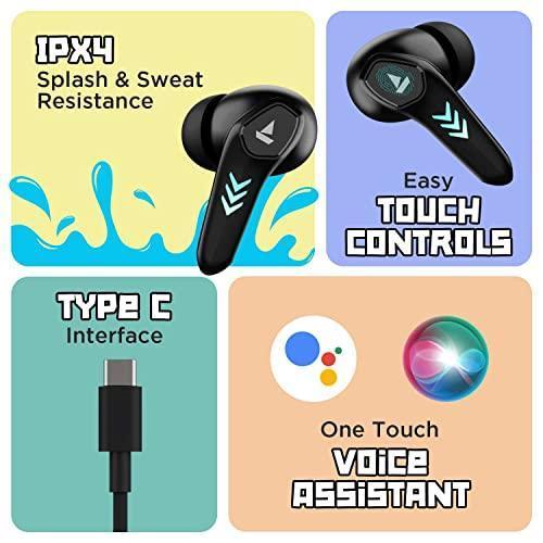 (Refurbished) boAt Airdopes 190 True Wireless In Ear Earbuds with Beast Mode(50ms) for Gaming, 40H Playtime, Breathing LEDs, boAt Signature Sound, Quad Mics ENx Tech, ASAP Charge & BT v5.3(Black Sabre)