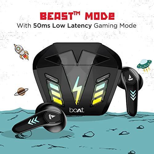 (Refurbished) boAt Airdopes 190 True Wireless In Ear Earbuds with Beast Mode(50ms) for Gaming, 40H Playtime, Breathing LEDs, boAt Signature Sound, Quad Mics ENx Tech, ASAP Charge & BT v5.3(Black Sabre)
