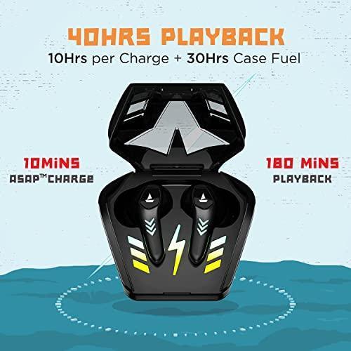 (Refurbished) boAt Airdopes 190 True Wireless In Ear Earbuds with Beast Mode(50ms) for Gaming, 40H Playtime, Breathing LEDs, boAt Signature Sound, Quad Mics ENx Tech, ASAP Charge & BT v5.3(Black Sabre)