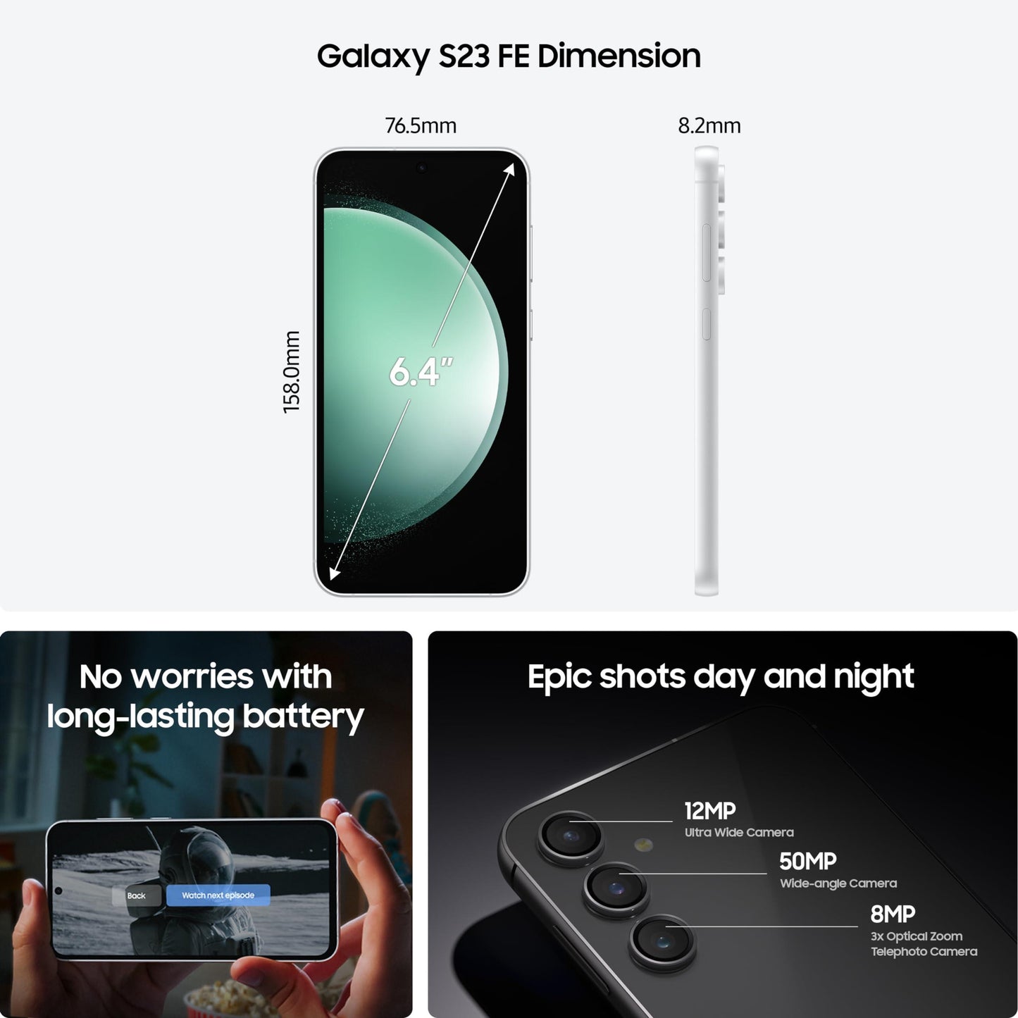 (Refurbished) Samsung Galaxy S23 FE 5G (Graphite, 8GB, 128GB Storage)
