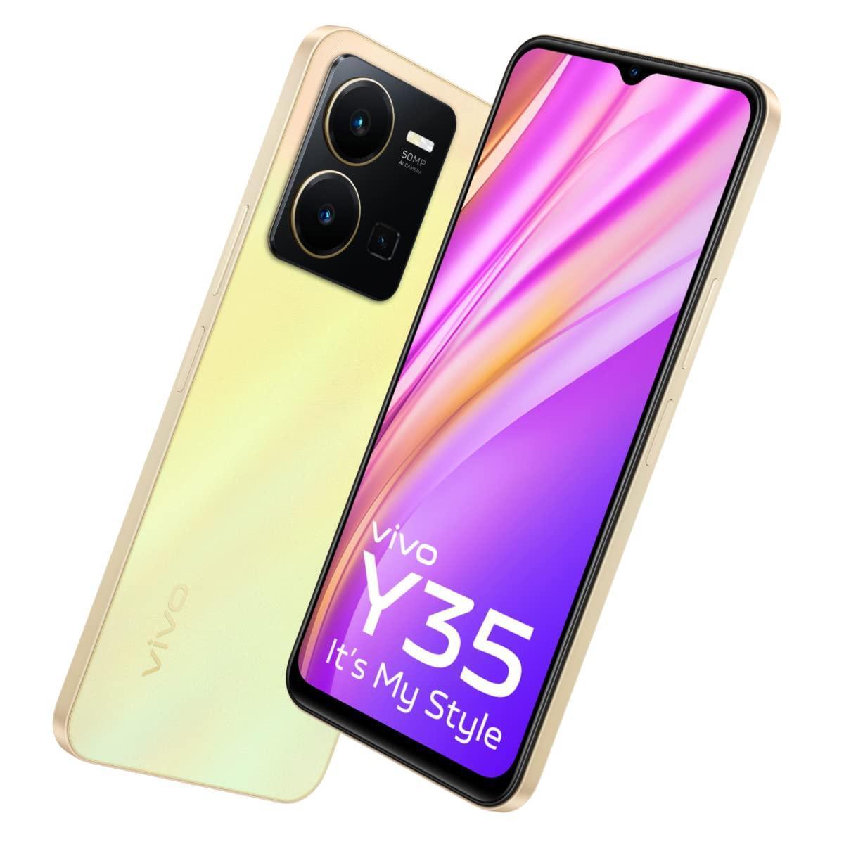 (Refurbished) Vivo Y35 (Dawn Gold, 8GB RAM, 128GB Storage)