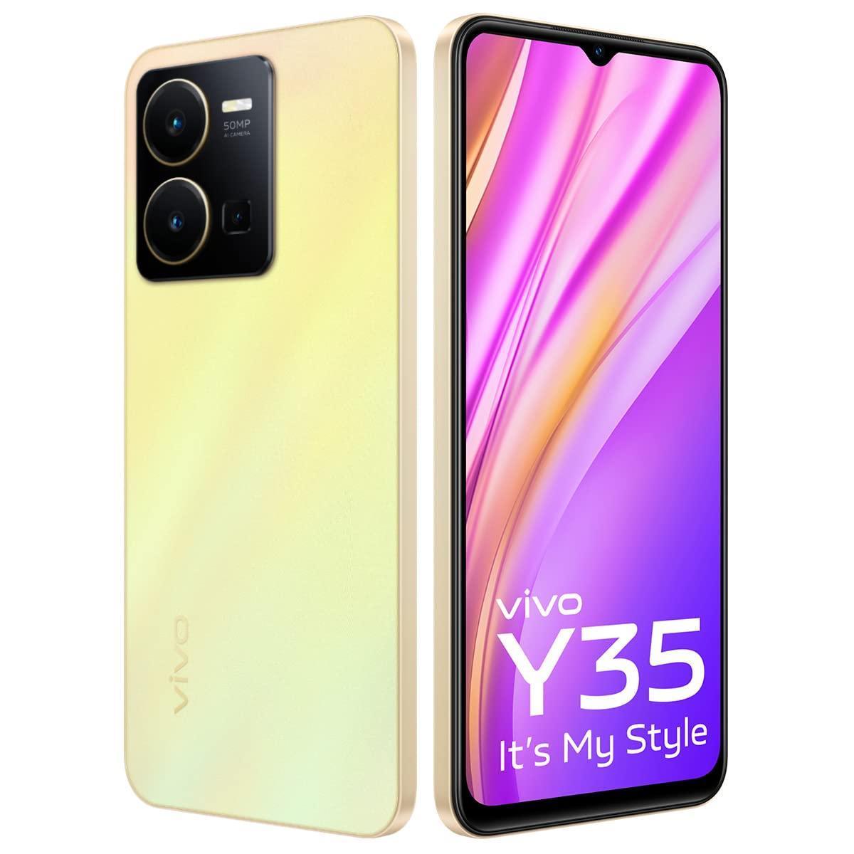 (Refurbished) Vivo Y35 (Dawn Gold, 8GB RAM, 128GB Storage)