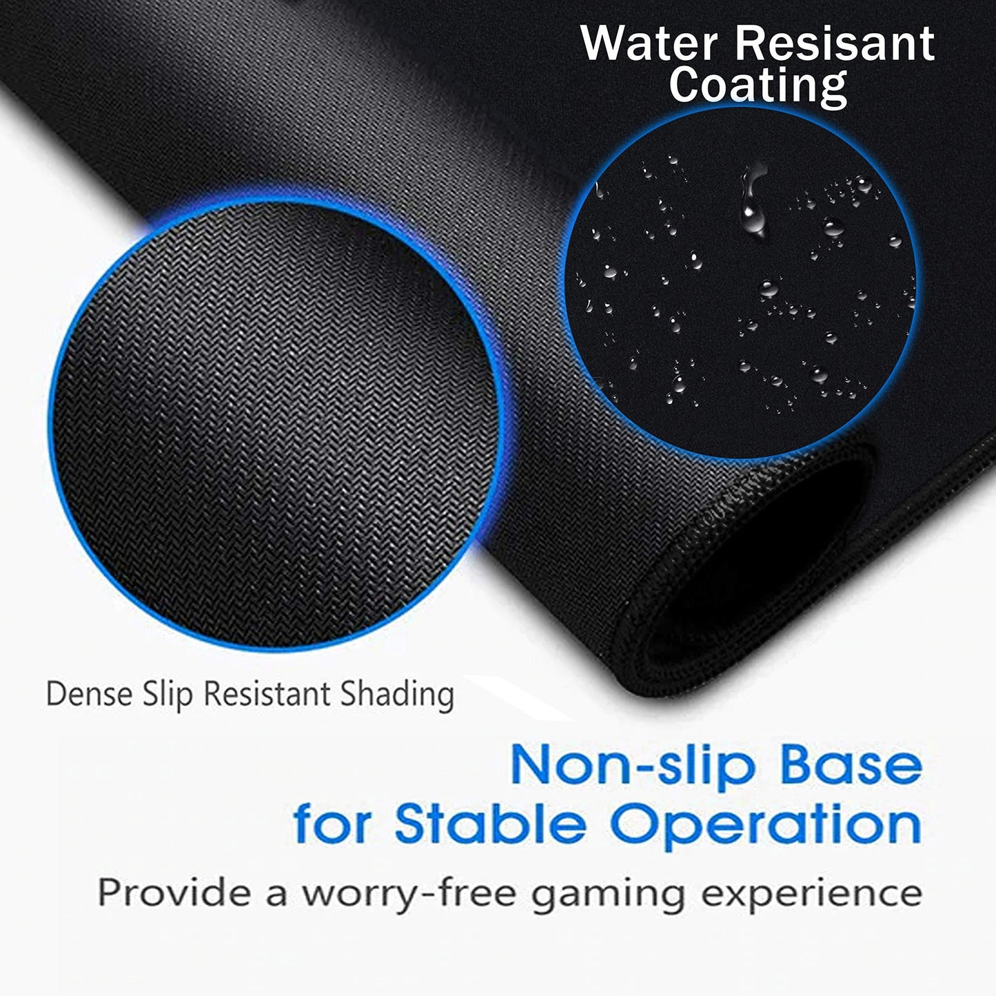 RIATECH 3mm Thickness Extra Large Size (900x400mm) Speed Type Extended Gaming Mouse Pad with Stitched Embroidery Edge, Non-Slip Rubber Base Desk Mat for Laptop/Computer Office (Black)