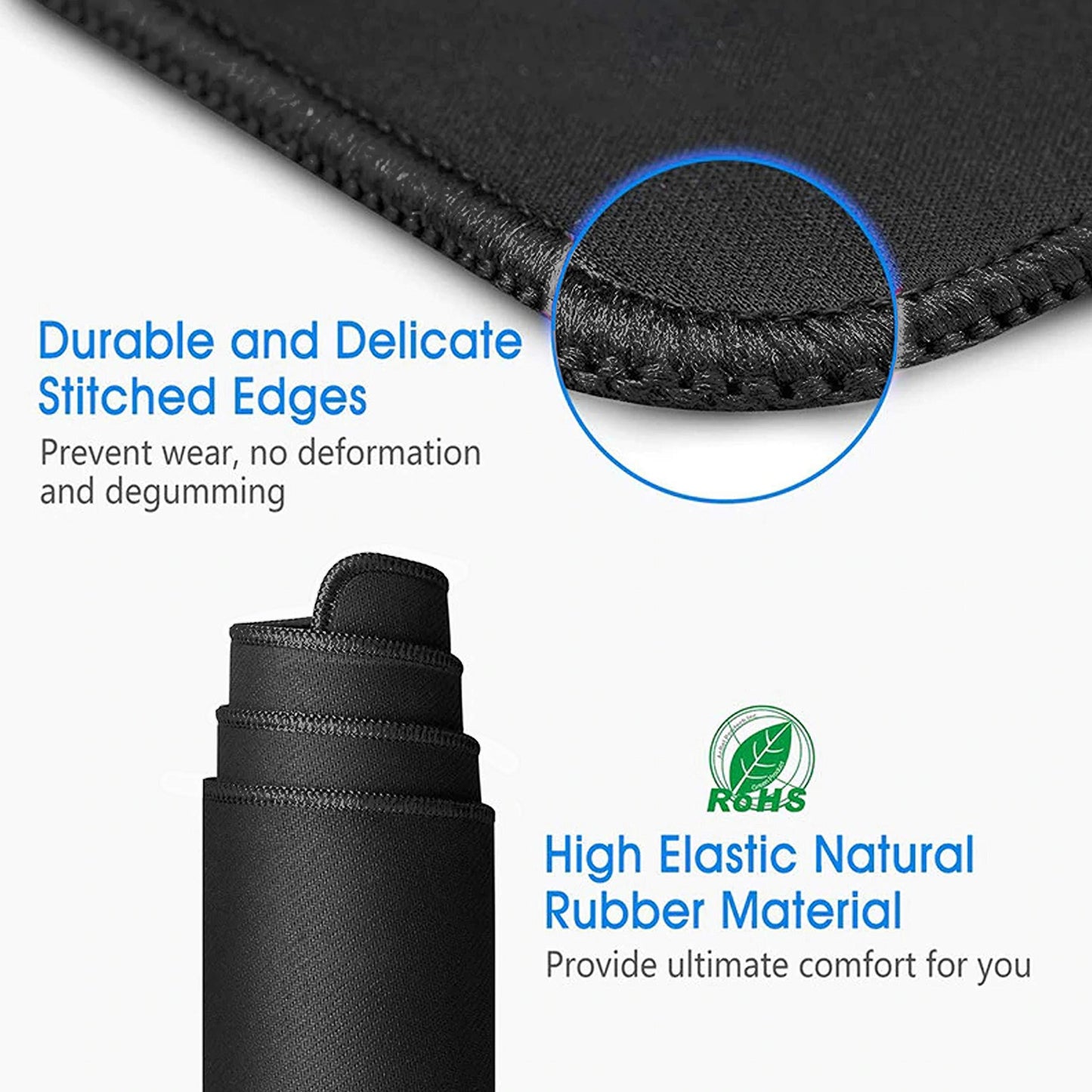 RIATECH 3mm Thickness Extra Large Size (900x400mm) Speed Type Extended Gaming Mouse Pad with Stitched Embroidery Edge, Non-Slip Rubber Base Desk Mat for Laptop/Computer Office (Black)