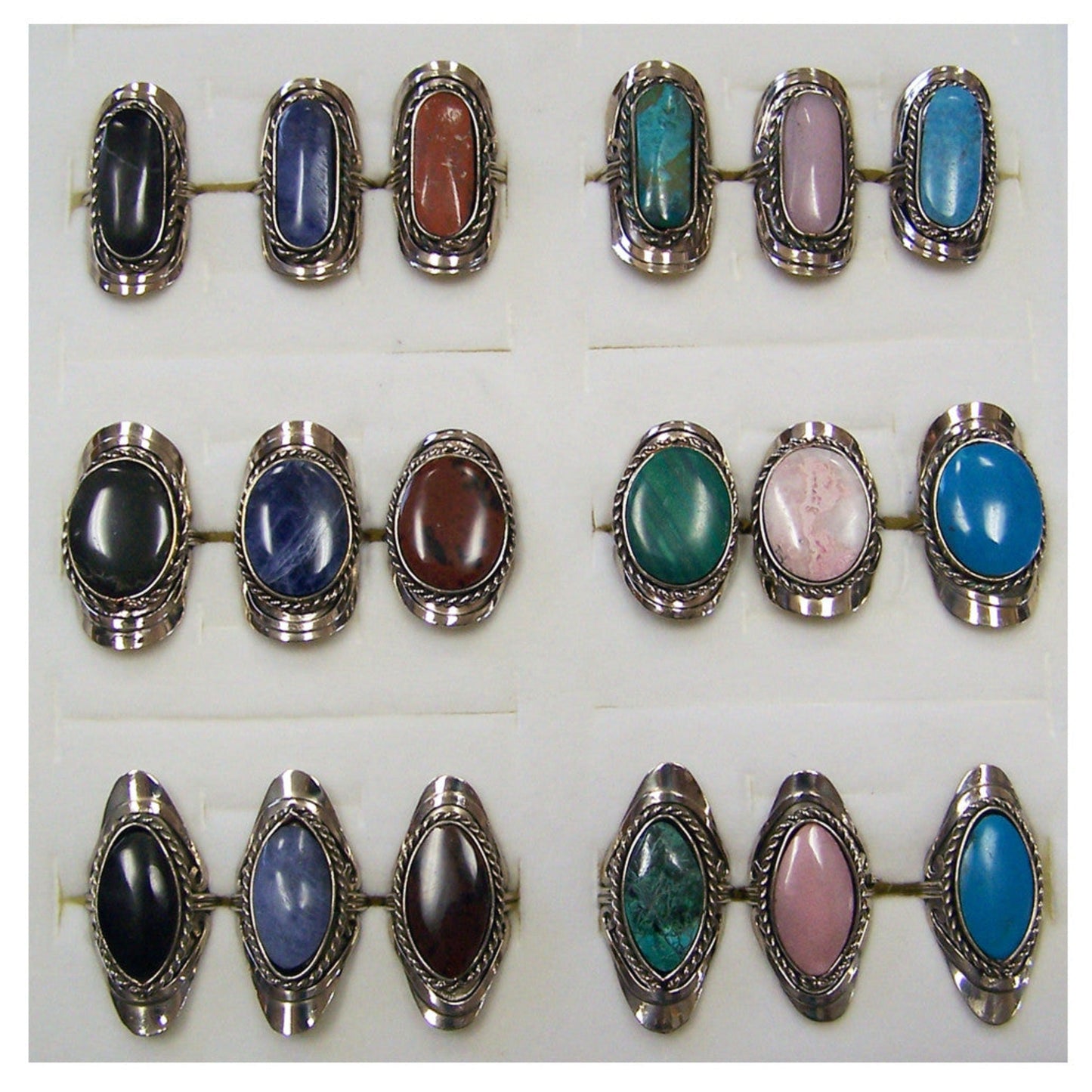 Wholesale Silver Rings for Women | Assorted Alpha Silver Real Stone Handcrafted Rings (sold by the piece or dozen)