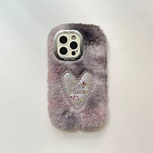 Fluffy Heart Hybrid Stand Case