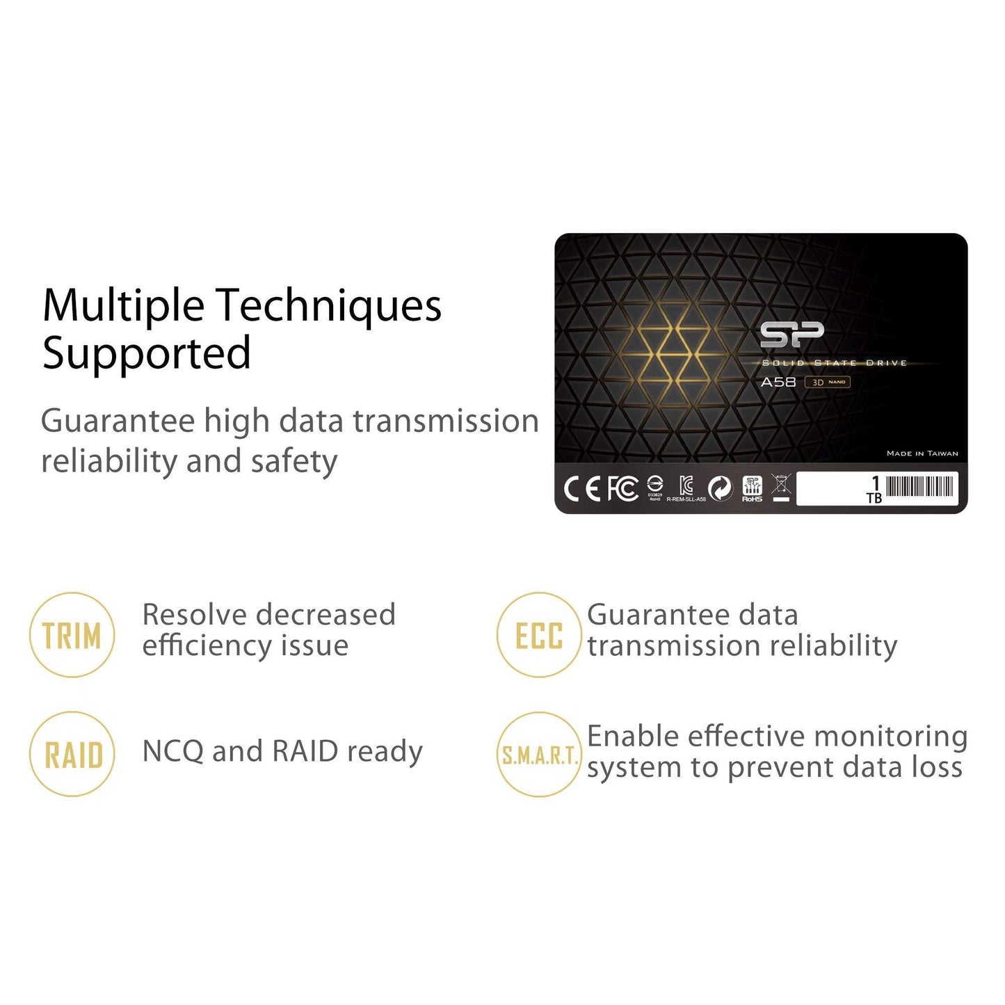 Silicon Power Ace A58 1TB 2.5 Inch SATA III SSD, 3D NAND with SLC Cache, Up to 500MB/s, Internal Solid State Drive for Desktop Laptop Computer