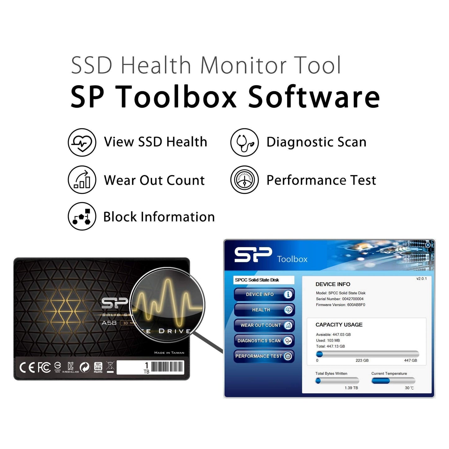 Silicon Power Ace A58 1TB 2.5 Inch SATA III SSD, 3D NAND with SLC Cache, Up to 500MB/s, Internal Solid State Drive for Desktop Laptop Computer