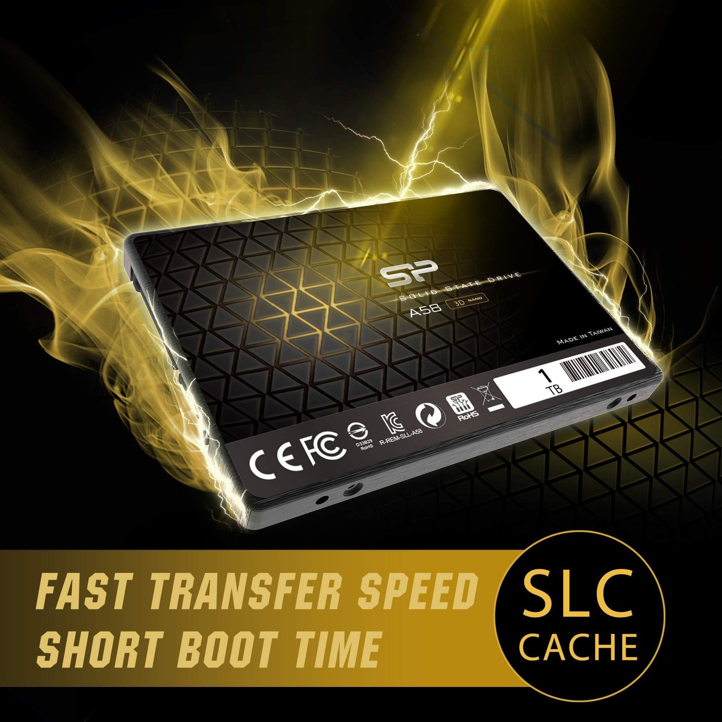Silicon Power Ace A58 1TB 2.5 Inch SATA III SSD, 3D NAND with SLC Cache, Up to 500MB/s, Internal Solid State Drive for Desktop Laptop Computer
