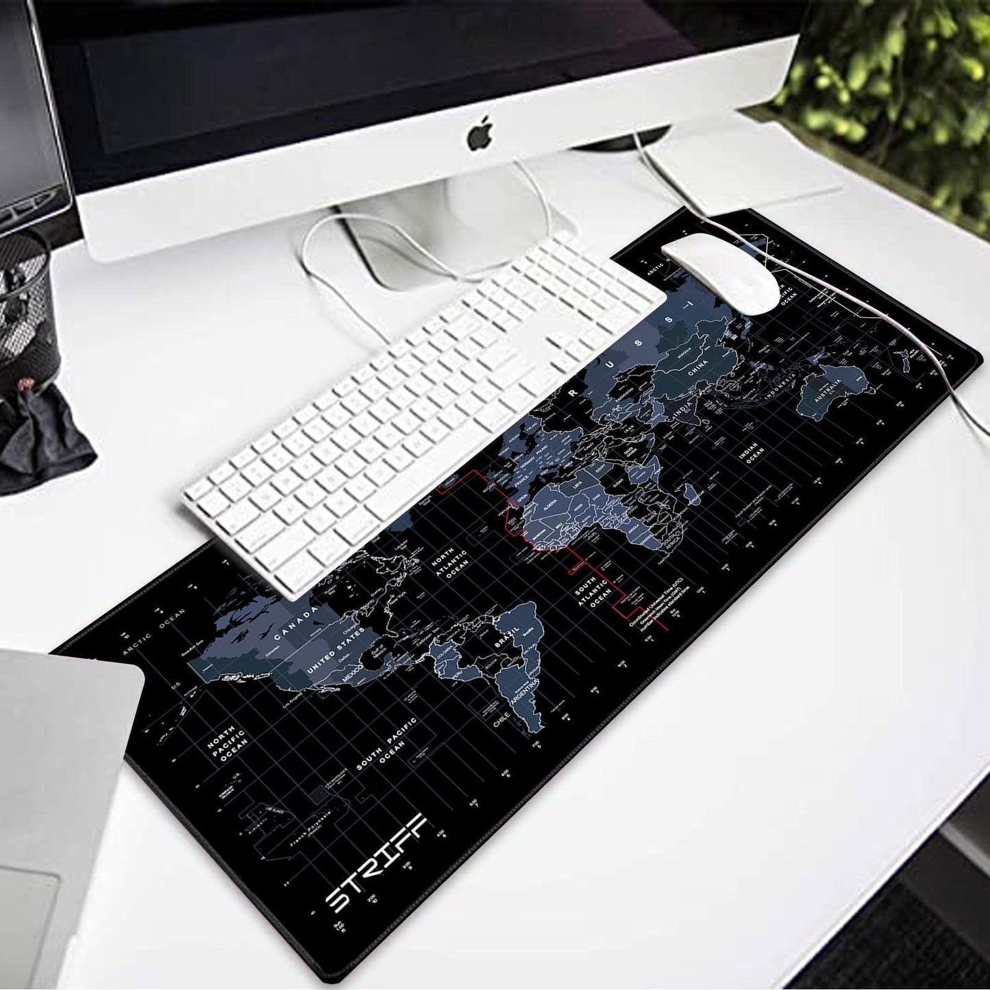 STRIFF World Map Extended Size (800 mm x 300 mm x 2 mm) Gaming Mouse Pad| Desk Mat | Stitched Edges| Non-Slip Rubber Base|Computer Laptop|Keyboard Mouse Pad for Office & Home (World Map)