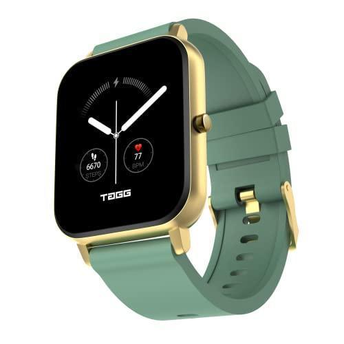 TAGG Verve Sense Smartwatch with 1.70'' Large Display, Real SPO2, and Real-Time Heart Rate Tracking, 7 Days Battery Backup, IPX67 Waterproof || Gold Green, Standard