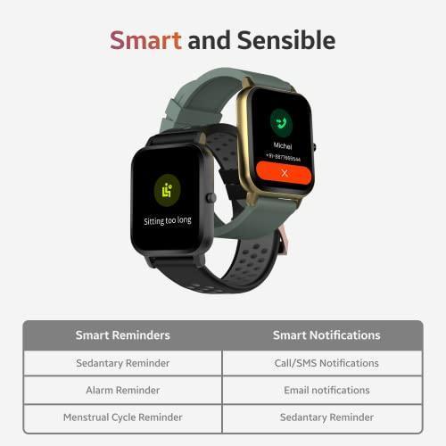 TAGG Verve Sense Smartwatch with 1.70'' Large Display, Real SPO2, and Real-Time Heart Rate Tracking, 7 Days Battery Backup, IPX67 Waterproof || Gold Green, Standard