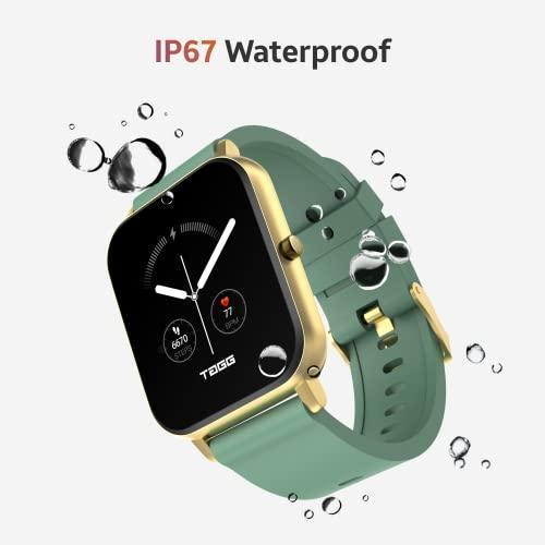 TAGG Verve Sense Smartwatch with 1.70'' Large Display, Real SPO2, and Real-Time Heart Rate Tracking, 7 Days Battery Backup, IPX67 Waterproof || Gold Green, Standard