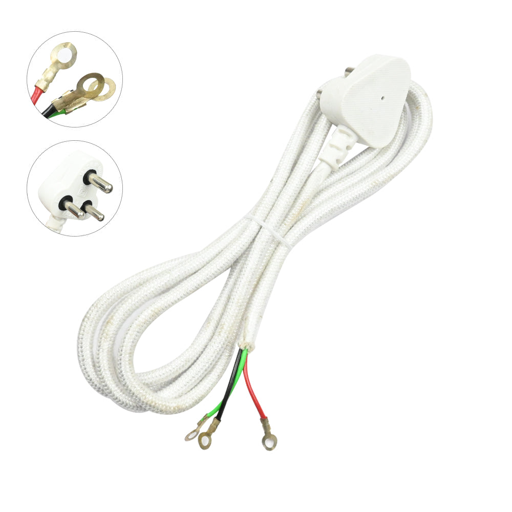 3 Pin 6A 250V Power Plug with Ring Lug Connector Cable (Thread Protected Cable)