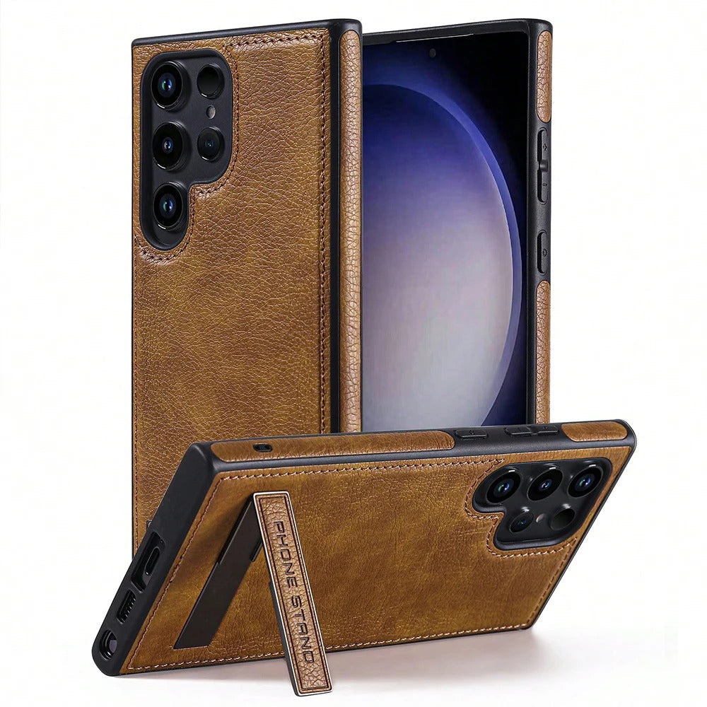 Genuine Leather Bracket Holder Case - Samsung