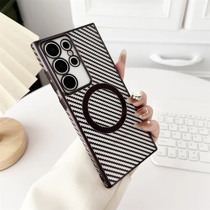 Premium 6D Carbon Fiber Magsafe Case - Samsung