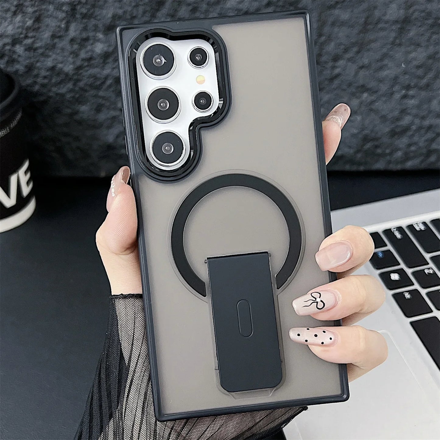 Frosted Elegance Kickstand Magnetic Case - Samsung