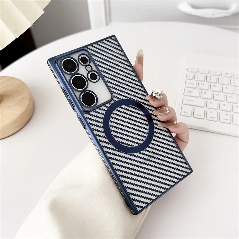 Premium 6D Carbon Fiber Magsafe Case - Samsung