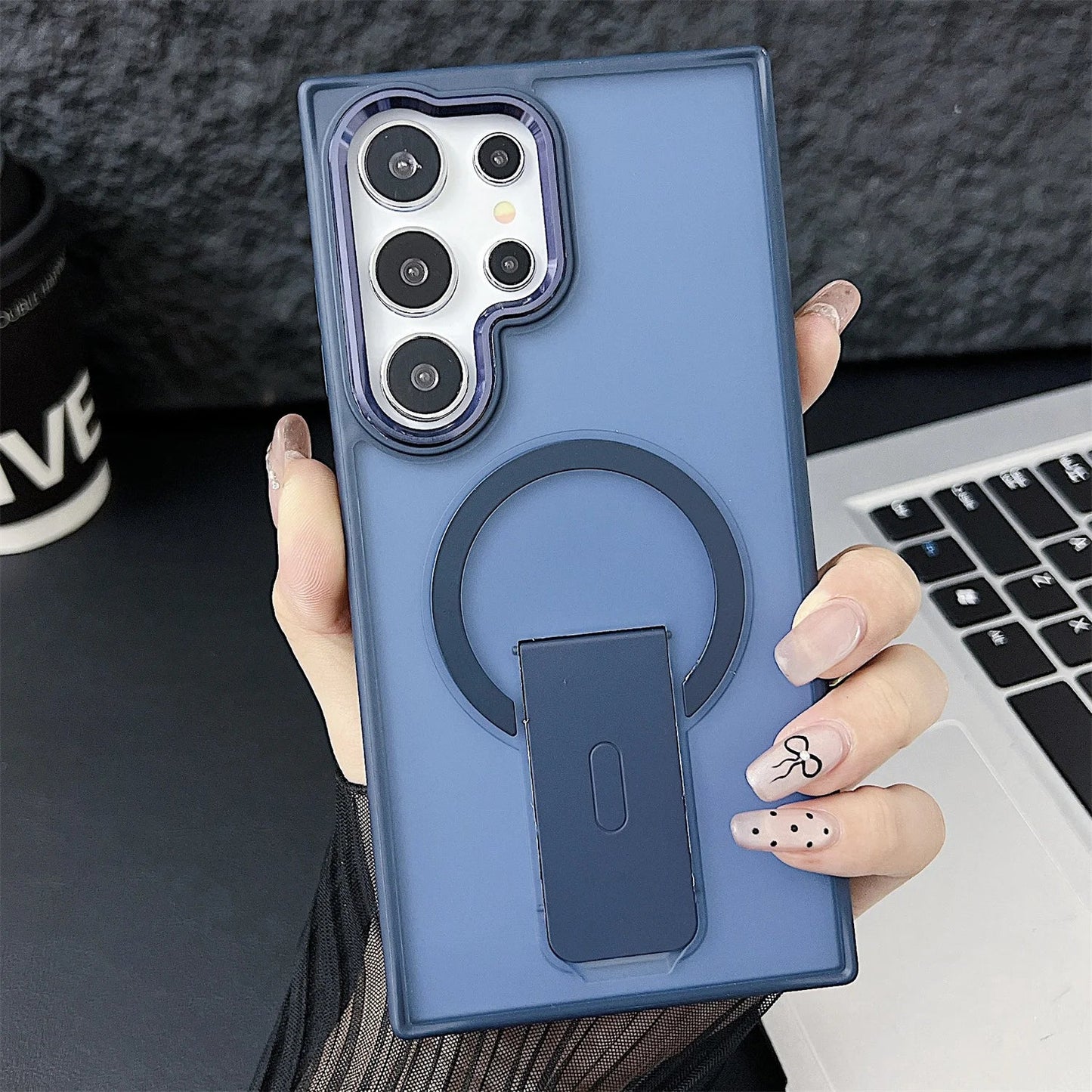 Frosted Elegance Kickstand Magnetic Case - Samsung