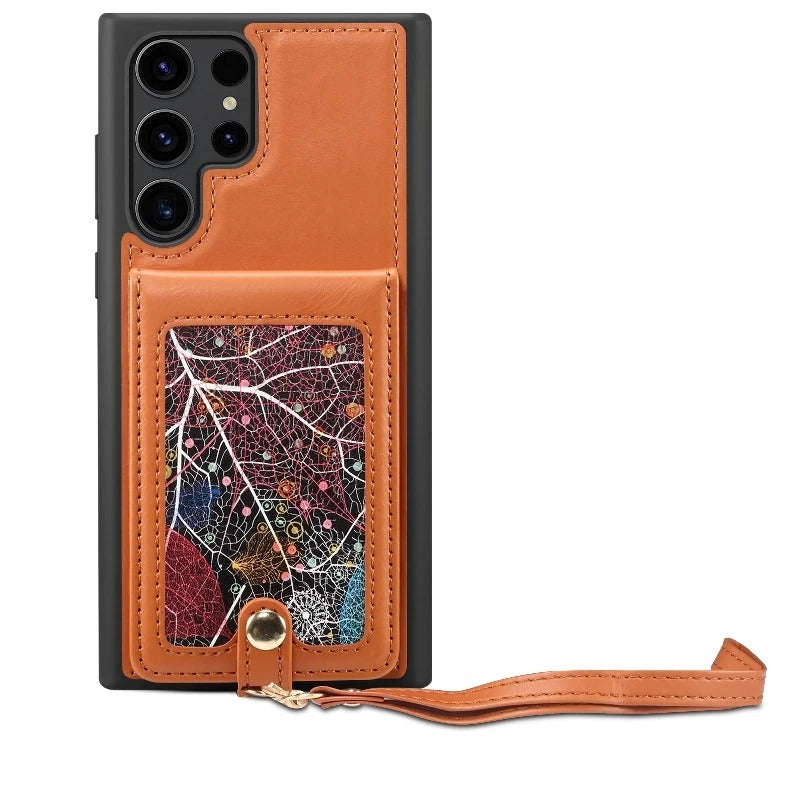 Premium Leather Detachable Strap Wallet Case - Samsung