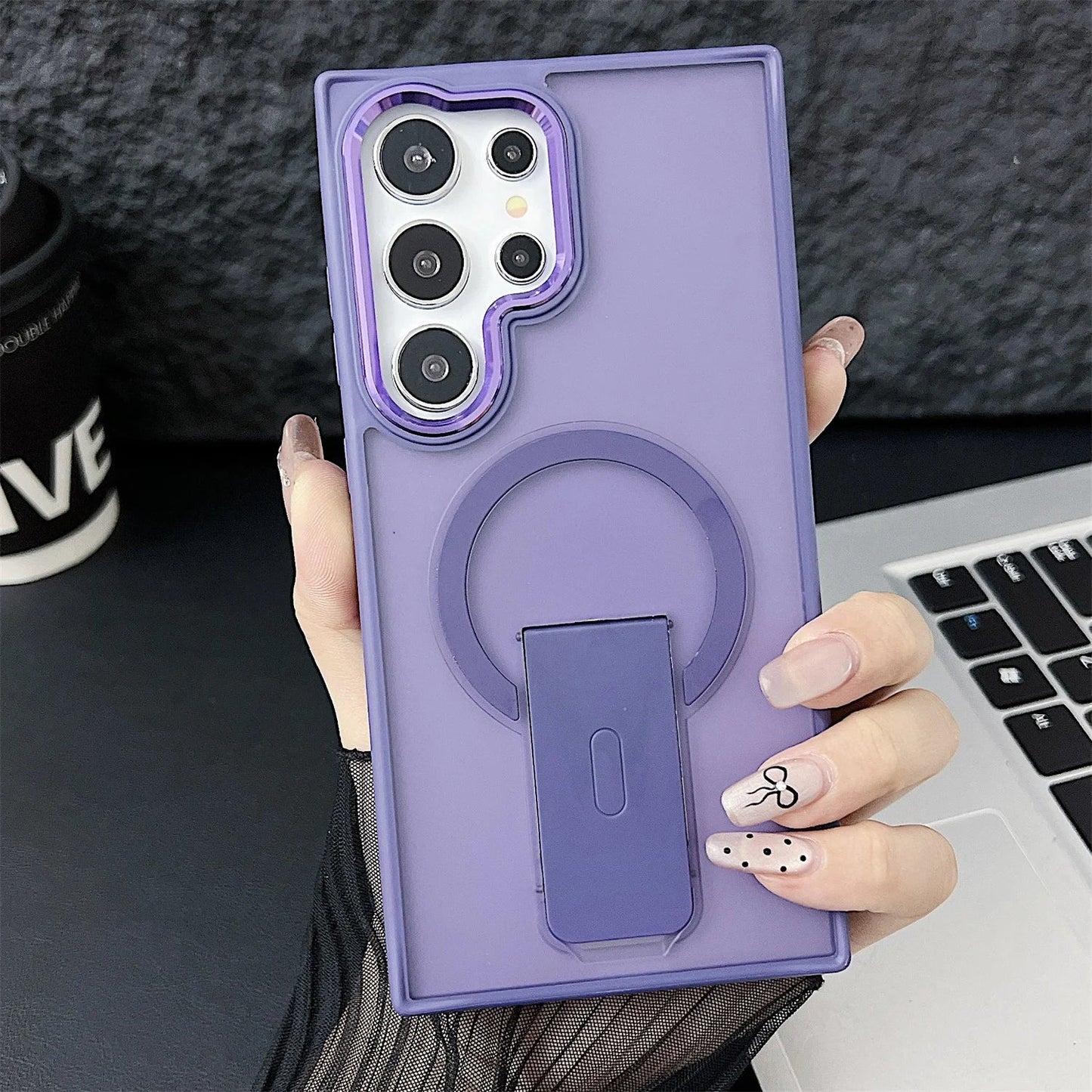 Frosted Elegance Kickstand Magnetic Case - Samsung