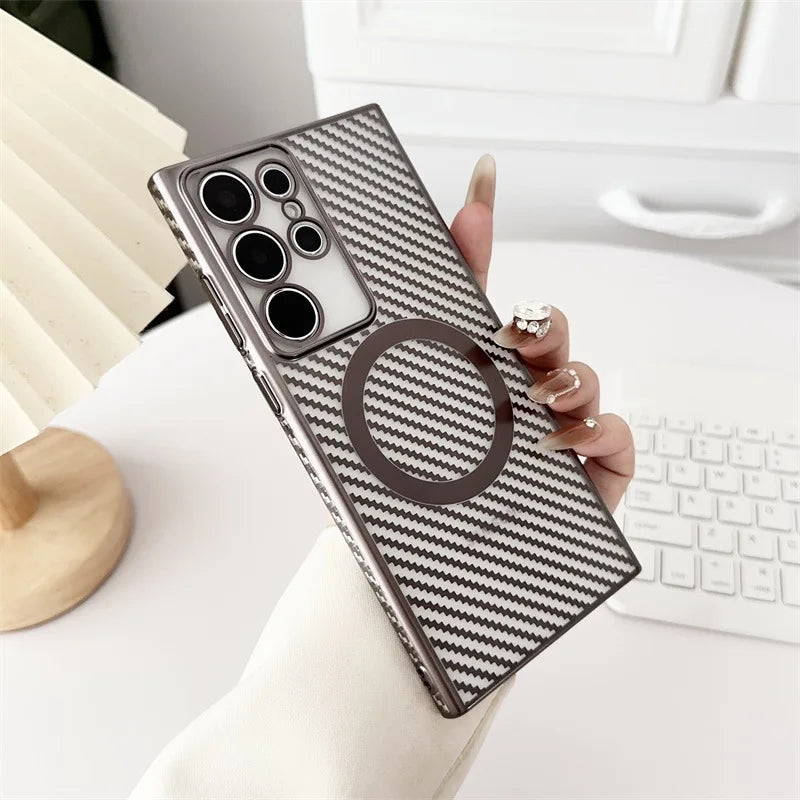 Premium 6D Carbon Fiber Magsafe Case - Samsung