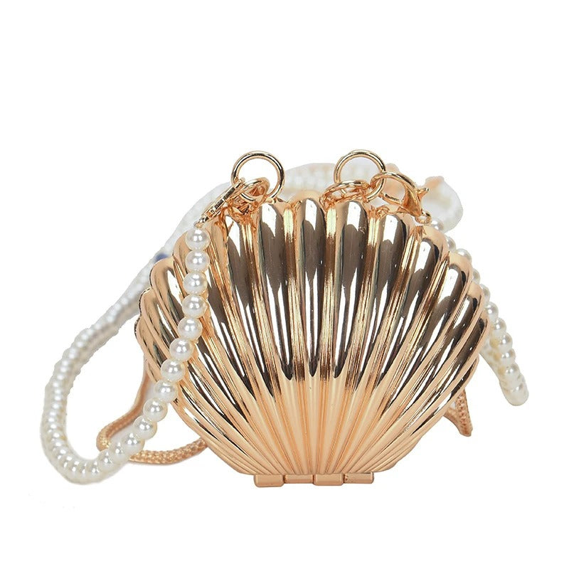 Glamour Mini Shell Pearl Chain Crossbody Bag