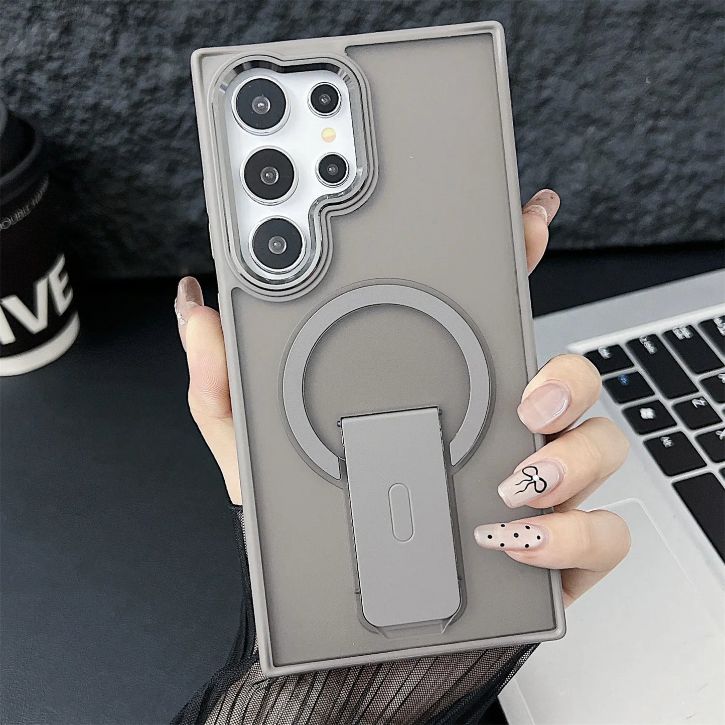 Frosted Elegance Kickstand Magnetic Case - Samsung