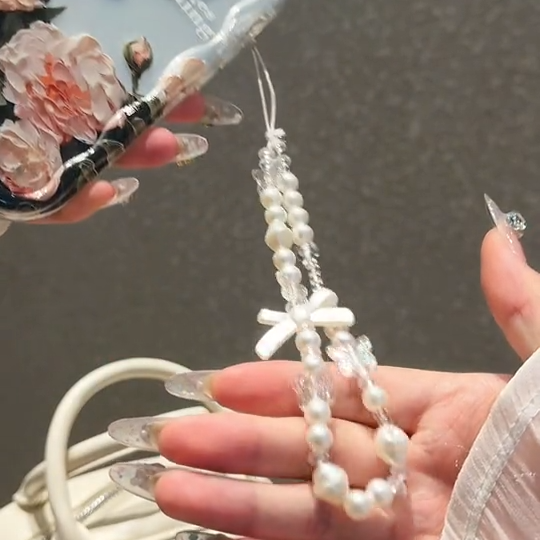 Transparent Floral Case with Charm