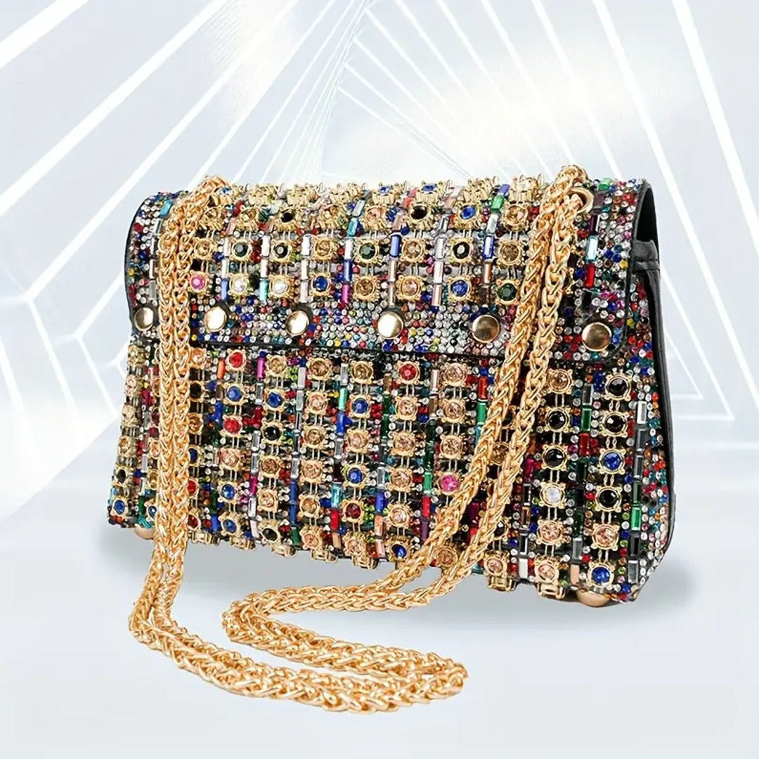Rhinestone Luxe Chain Bag
