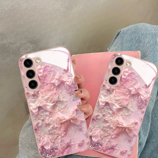 Glitter Bowknot Glass Case - Samsung