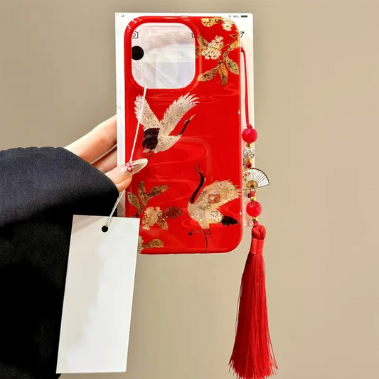 Vintage Osmanthus Crane Charm Case