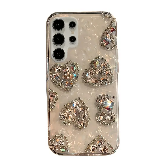 3D Laser Rhinestone Heart-Shaped Gradient Shell Case - Samsung