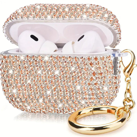 Sparkling Crystal AirPods Case with Gold Keychain