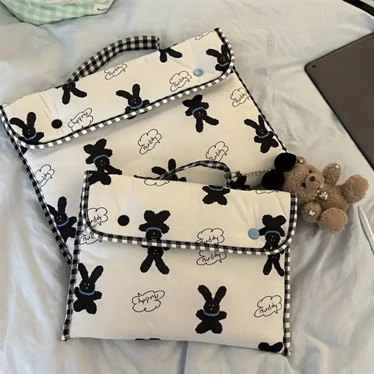 Adorable Bunny Print Quilted MacBook Bag