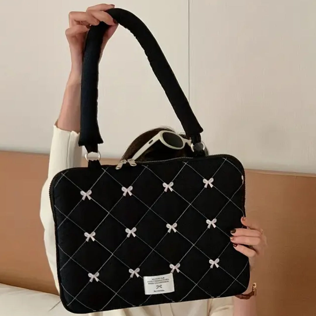 Dreamy Blush Bow Handle Macbook Bag