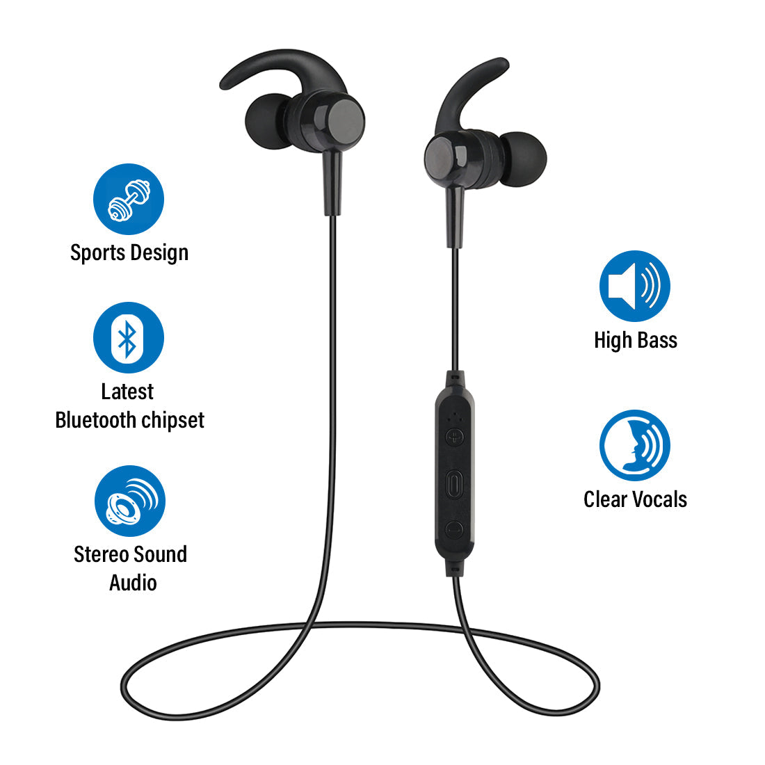 pTron Avento Lite High Bass In-Ear Stereo Wireless Earphones - (Black)