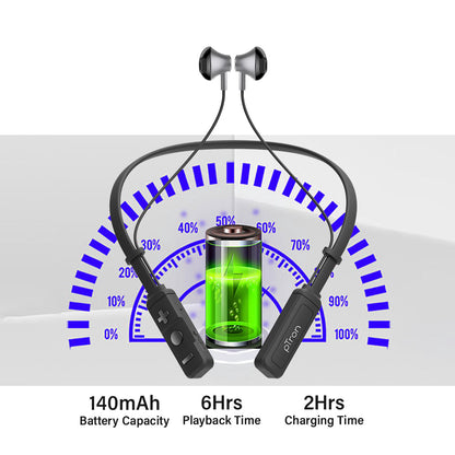 pTron InTunes Plus In-Ear Magnetic Wireless Headset with Mic - (Grey/Black)