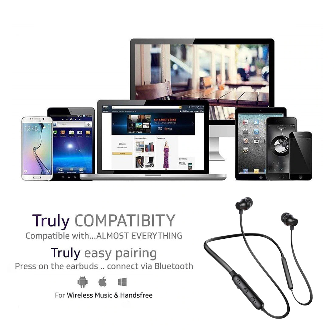 pTron InTunes Lite High Bass In-Ear Wireless Headphones with Mic - (Black)