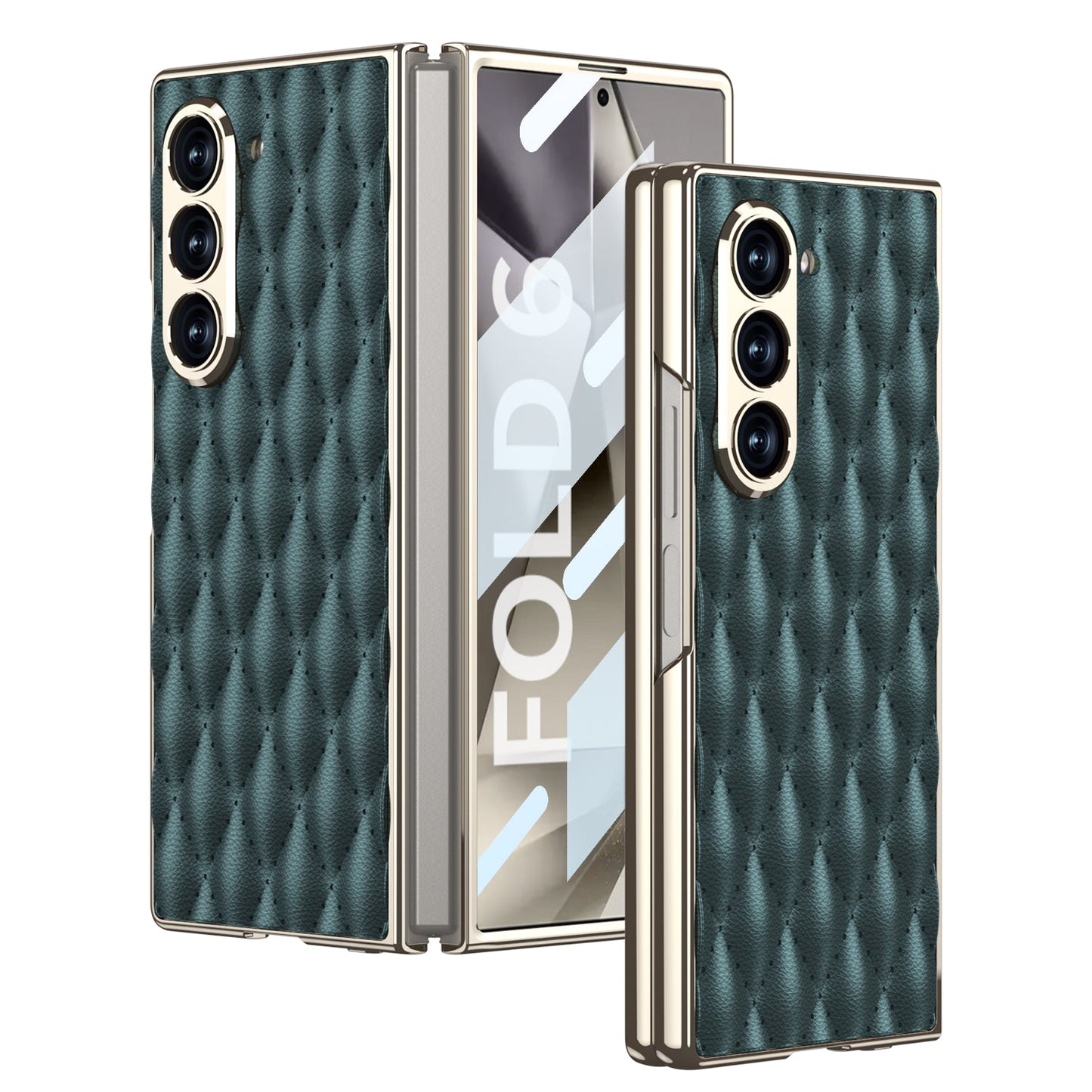Galaxy Z Fold6 Luxury Diamond Plating Leather Case