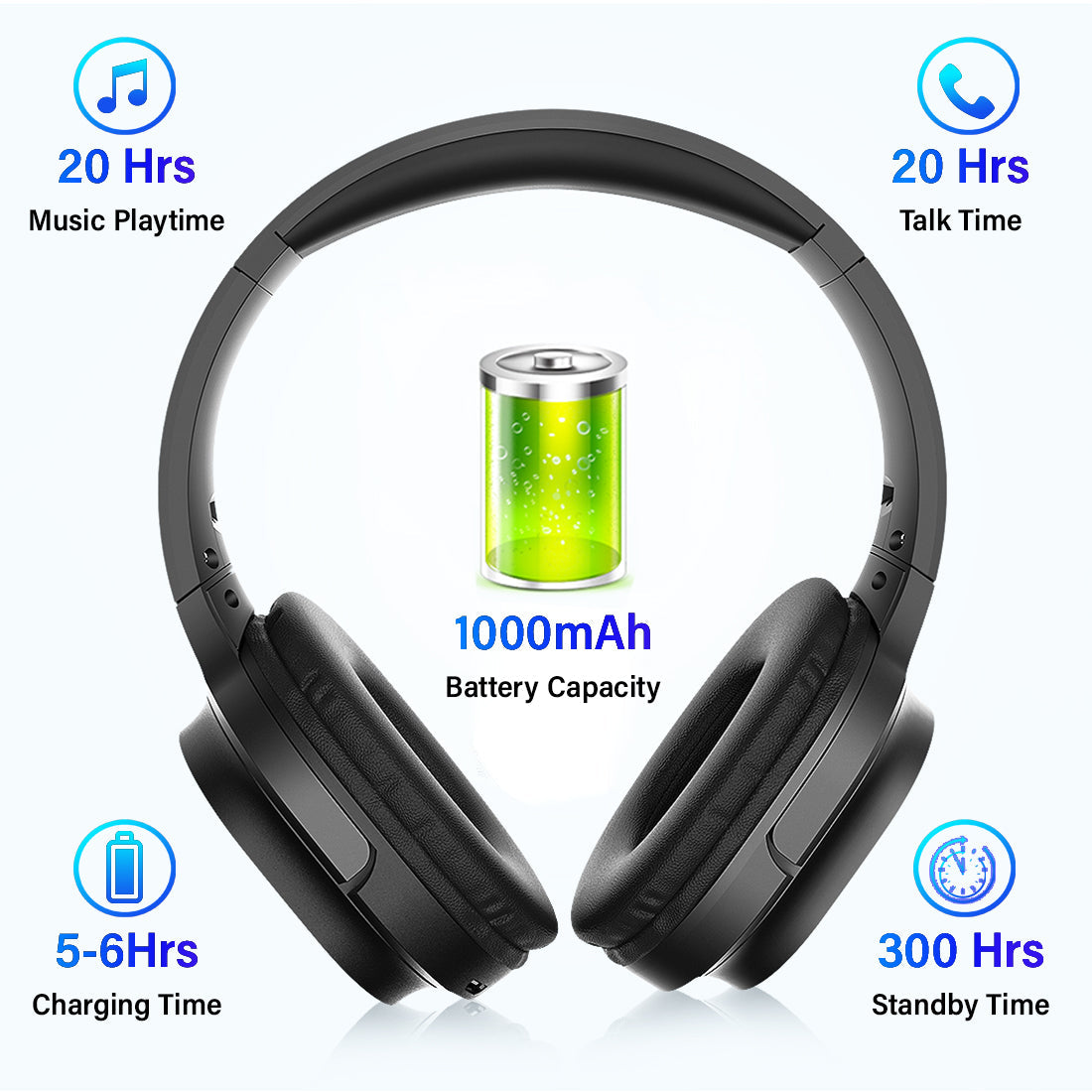 pTron Soundster Pro Over-Ear Bluetooth Headphones with High Bass  for All Smartphones - Black