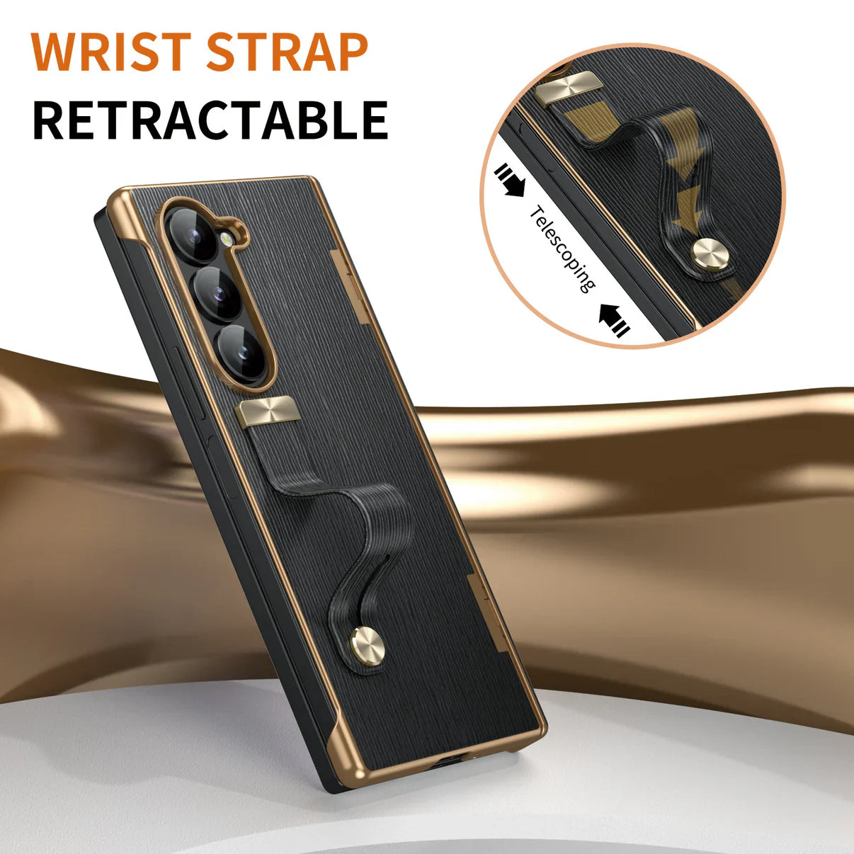 Galaxy Z Fold Series Luxury Wristband Business Leather Case