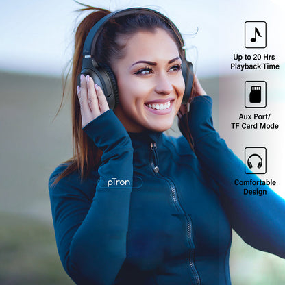 pTron Soundster Pro Over-Ear Bluetooth Headphones with High Bass  for All Smartphones - Black