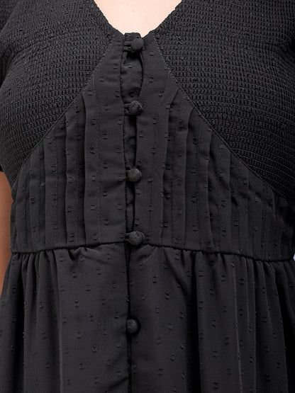 Women's Textured Fit and Flare Tiered Dress