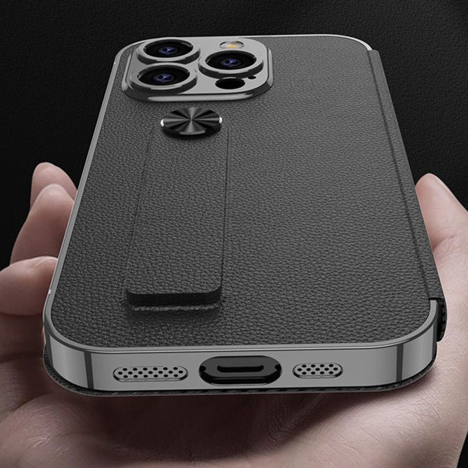Elegance Rich Finish Flip Leather Case - iPhone
